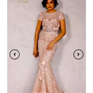 Terani Floral 3D Dress. Size 14, worn once.Blush.